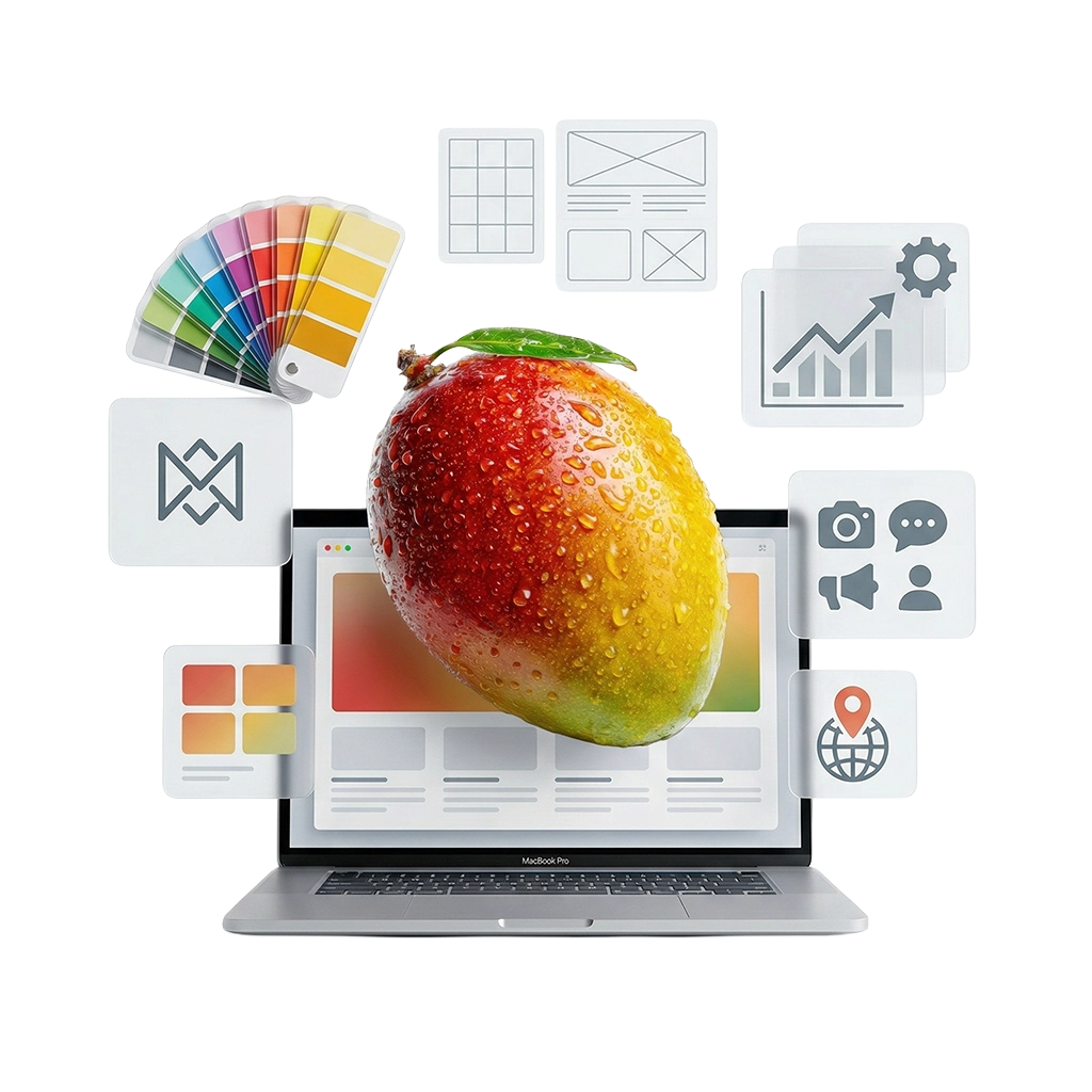 Mango Media hero image representing website design, branding, and online presence services